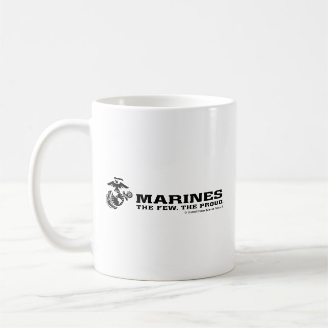 USMC "The Few, The Proud" Stacked Black Logo Coffee Mug (Left)