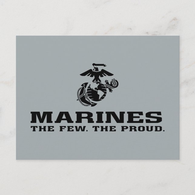 USMC "The Few, The Proud" Stacked Black Logo Holiday Postcard (Front)