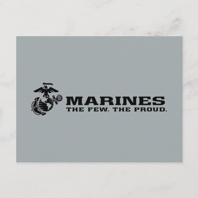 USMC "The Few, The Proud" Stacked Black Logo Holiday Postcard (Front)