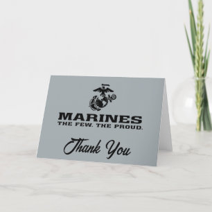 USMC "The Few, The Proud" Stacked Black Logo Letterpress Thank You Card
