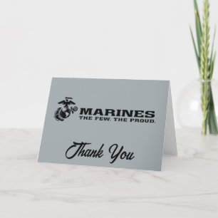 USMC "The Few, The Proud" Stacked Black Logo Letterpress Thank You Card