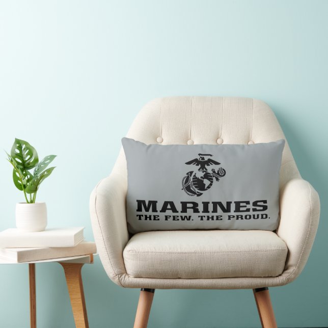 USMC "The Few, The Proud" Stacked Black Logo Lumbar Pillow (Chair)