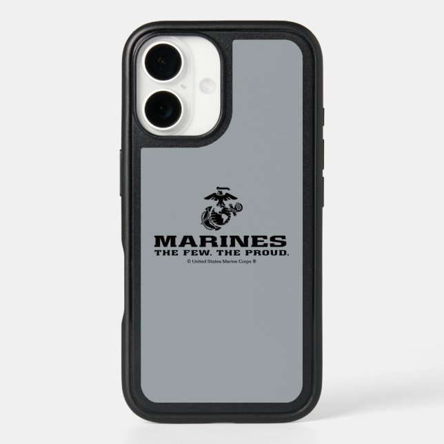 USMC "The Few, The Proud" Stacked Black Logo Otterbox iPhone Case (Back)