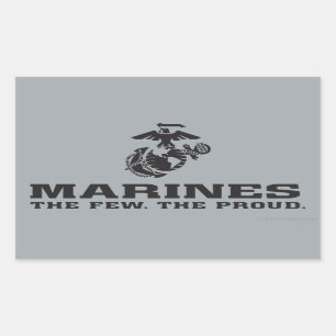 USMC "The Few, The Proud" Stacked Black Logo Rectangular Sticker