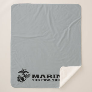USMC "The Few, The Proud" Stacked Black Logo Sherpa Blanket