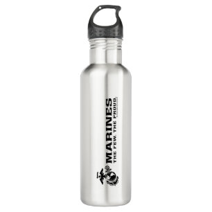 USMC "The Few, The Proud" Stacked Black Logo Stainless Steel Water Bottle