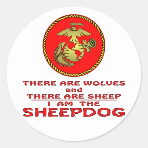 USMC There Are Wolves And There Are Sheep Classic Round Sticker