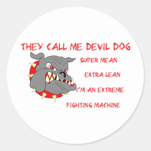 USMC They Call Me Devil Dog Classic Round Sticker