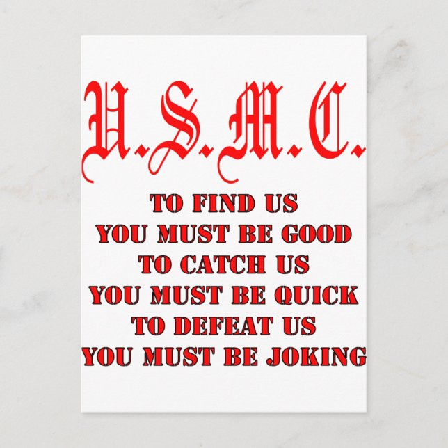 USMC To Find Catch or Defeat Us Postcard (Front)