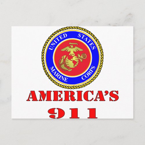 USMC United States Marine Corps Americas 911 Postcard