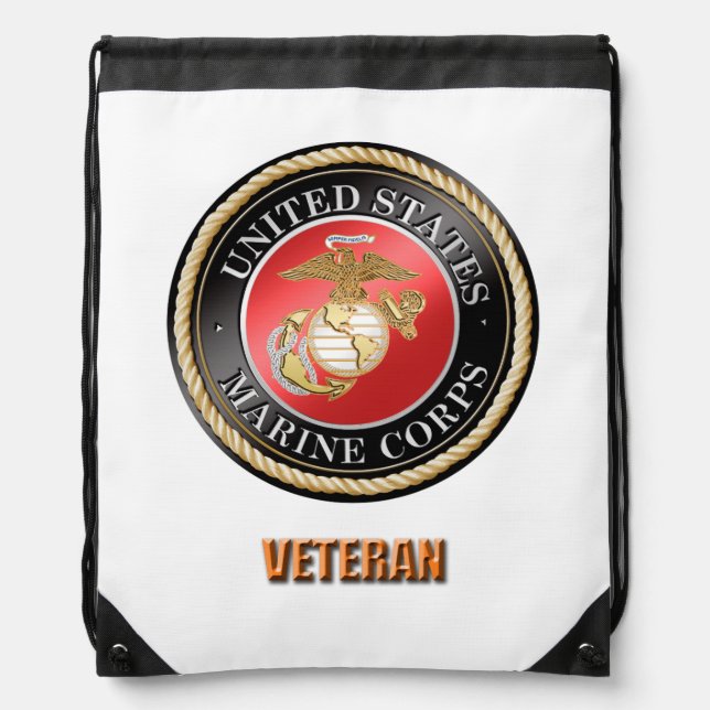 USMC Veteran Drawstring Backpack (Front)
