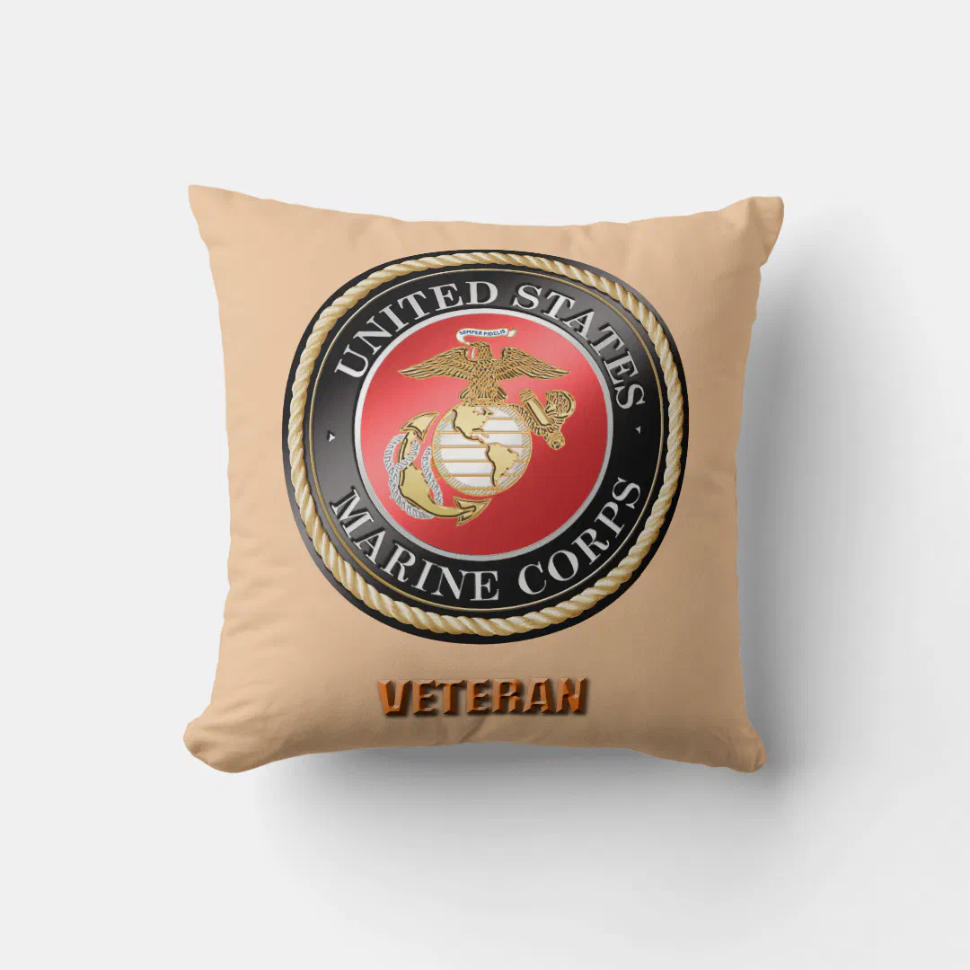 USMC Veteran Throw Pillow (Front)