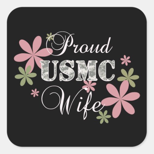 USMC Wife fl camo Square Sticker