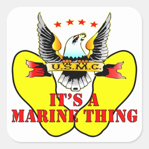 USMC Yellow Footprints Its A Marine Thing Square Sticker