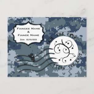 USN Navy Save the Date and Hearts Announcement Postcard