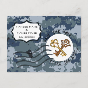 USN Navy Save the Date and Keys Announcement Postcard