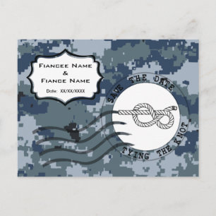 USN Navy Save the Date and Knot Announcement Postcard
