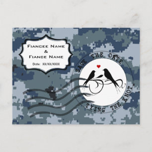 USN Navy Save the Date and Love Birds Announcement Postcard