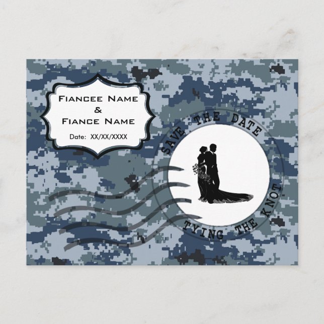USN Navy Save the Date & Bride and Groom Announcement Postcard (Front)