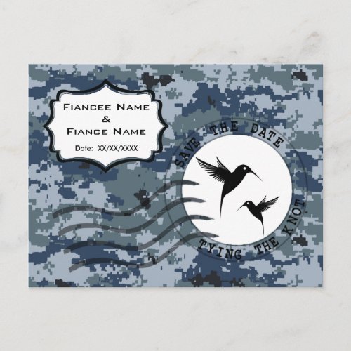 USN Navy Save the Date  Love Birds Announcement Postcard