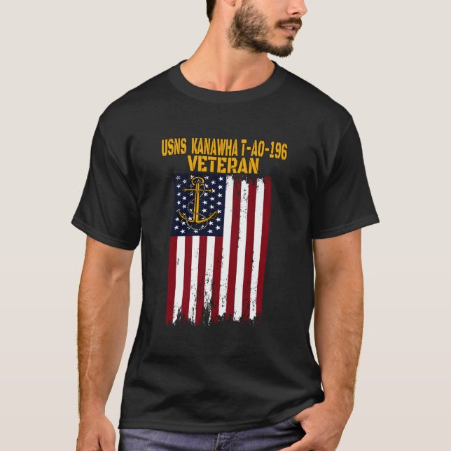 Usns Kanawha T-Ao-196 Replenishment Oiler Ship Vet T-Shirt (Front)