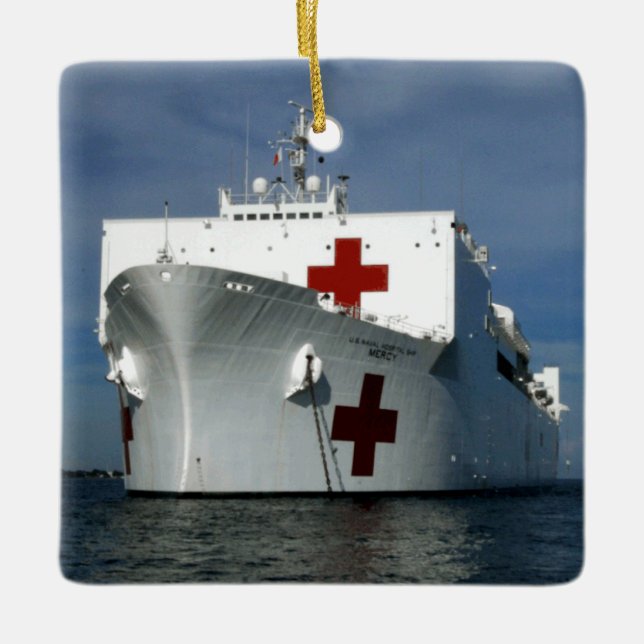 USNS Mercy Hospital Ship Ceramic Ornament (Front)
