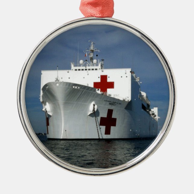 USNS Mercy Hospital Ship Metal Ornament (Front)