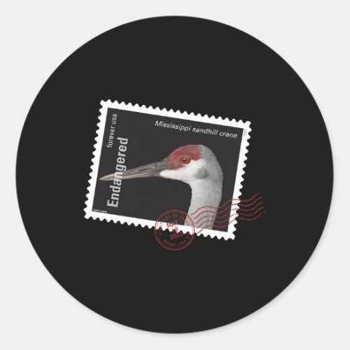 Usps Endangered Species Sandhill Crane Postmark Classic Round Sticker
