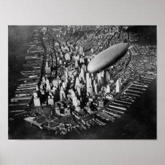 USS Akron Flying Over New York City - Circa 1932 Poster
