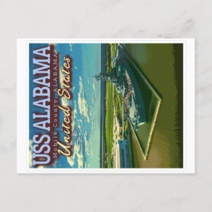 USS ALABAMA BATTLESHIP - MOBILE ALABAMA USA POSTCARD