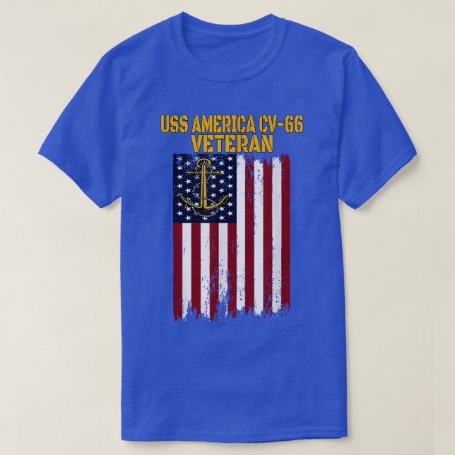USS America CV66 CVA66 Aircraft Carrier Veteran's  T-Shirt (Design Front)