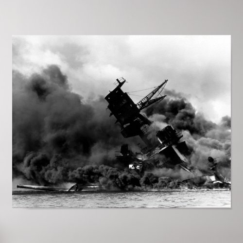 USS Arizona Burning In Pearl Harbor Poster