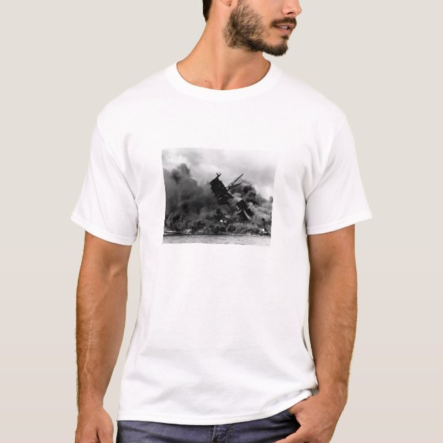 USS Arizona Burning In Pearl Harbor T-Shirt (Front)