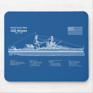 USS Arizona - Ship Blueprint Plans ABD Mouse Pad