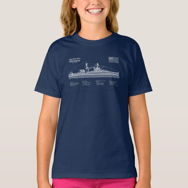 USS Arizona - Ship Blueprint Plans ABD T-Shirt (Front)