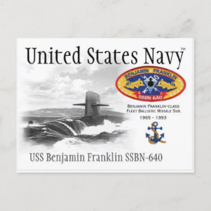 USS BENJAMIN FRANKLIN SSBN-640 SUB. - Postcard