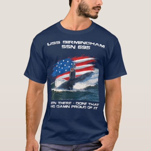 USS Birmingham SSN_695 American Flag Submarine Vet T_Shirt