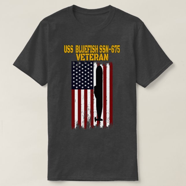 USS Bluefish SSN675 Submarine Veterans Day Fathers T-Shirt (Design Front)