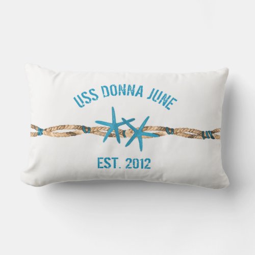 USS Boat Name Starfish and Rope Lumbar Pillow