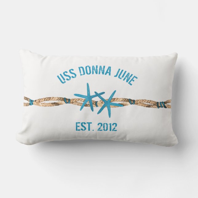 USS Boat Name Starfish and Rope Lumbar Pillow (Front)