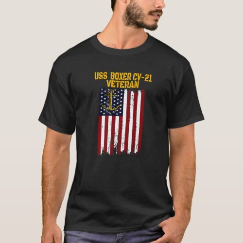 USS Boxer CV_21 Aircraft Carrier Veterans Day Dad T_Shirt