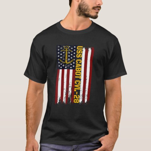 USS Cabot CVL_28 Aircraft Carrier American Flag T_Shirt