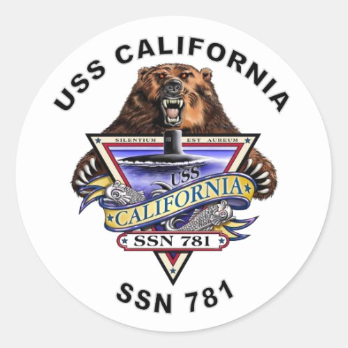 USS California SSN 781 Ships Crest Classic Round Sticker