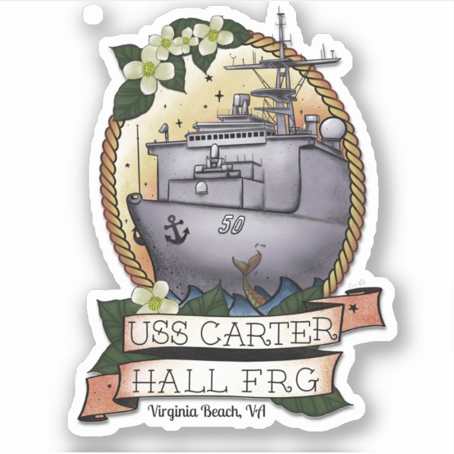USS Carter Hall 3 x 3 Sticker (Front)
