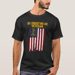 USS Conquest MSO 488 Minesweeper Warship Veterans  T-Shirt