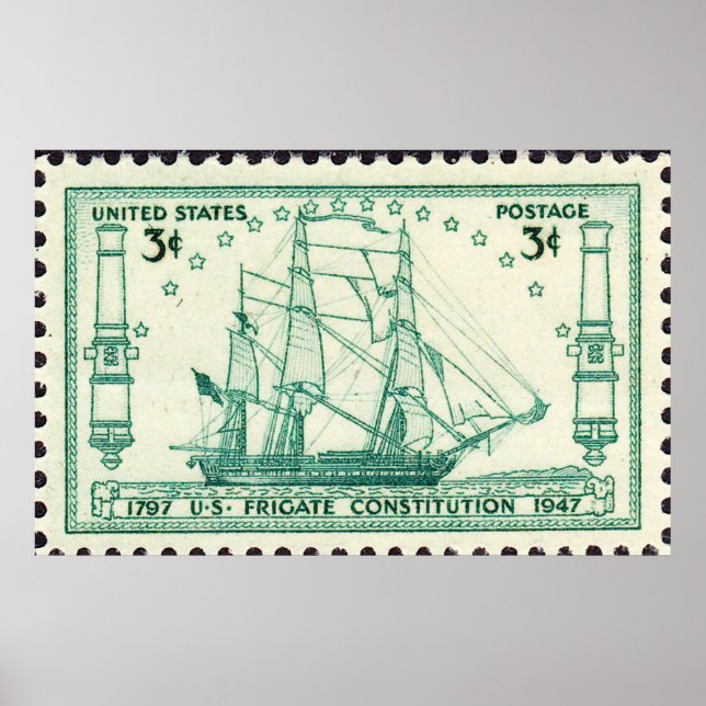 USS Constitution 150th Anniversary Stamp 1947 Larg Poster (Front)