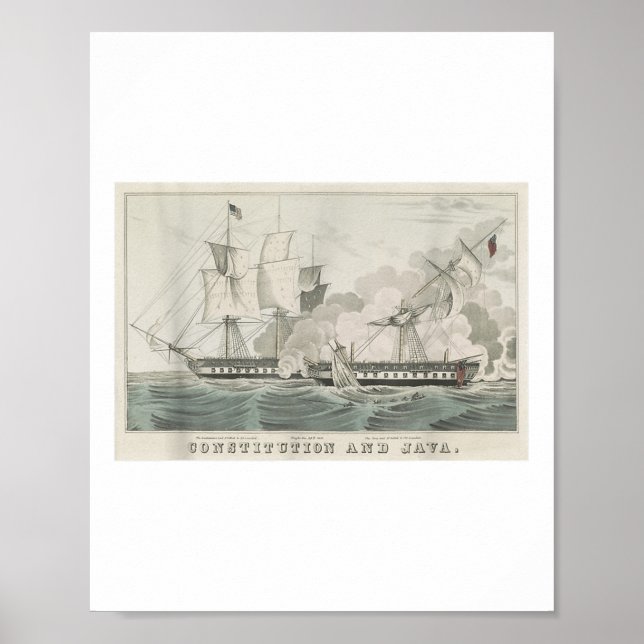 Uss Constitution &amp; Hms Java Naval Battle Illus Poster (Front)