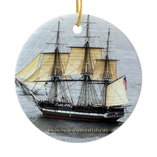 USS Constitution at Full Mask Ceramic Ornament