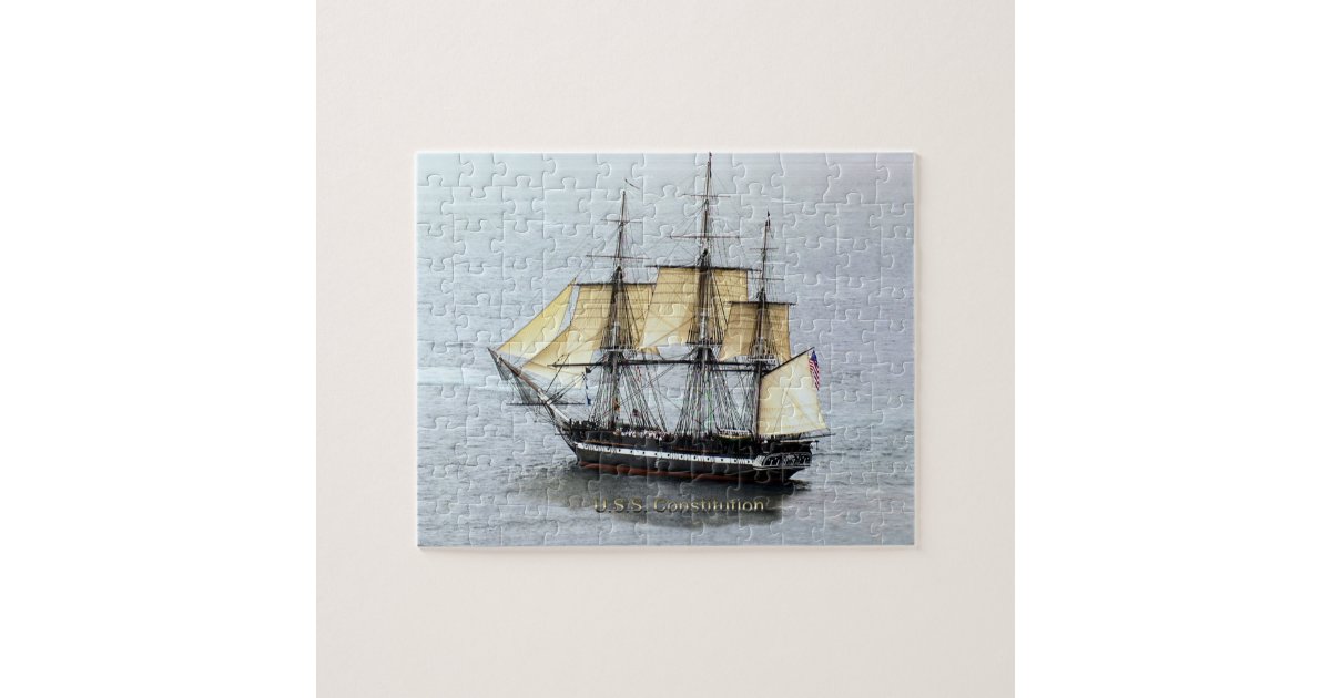 USS Constitution at Full Mask Jigsaw Puzzle Zazzle