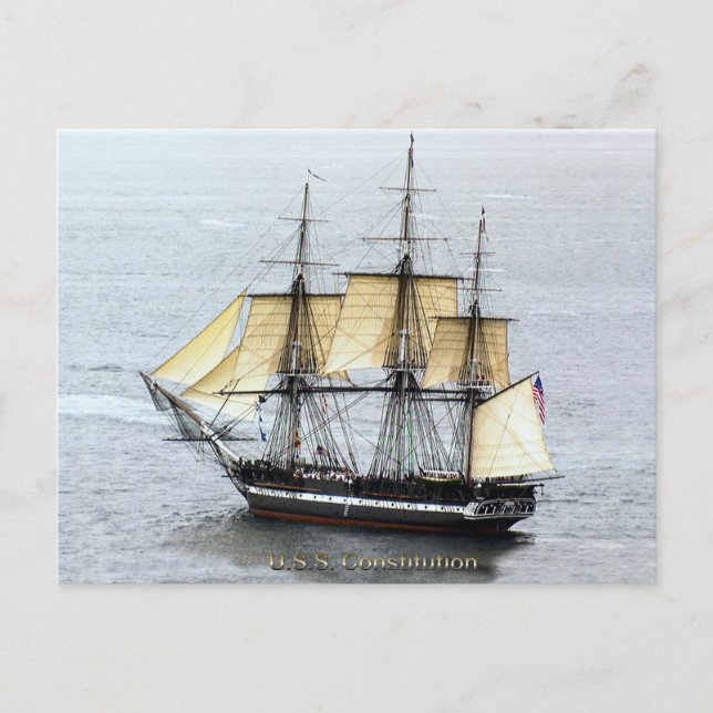 USS Constitution at Full Mask Postcard (Front)